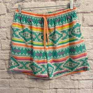 Chubbies men’s medium swim trunks bathing suit 5.5” inseam teal geometric M